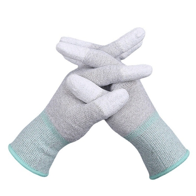 Sarung Tangan Kerja Keselamatan ESD Anti Statis Hitam Nylon Dicelupkan Pu Layar Sentuh Pegangan Ekstrim