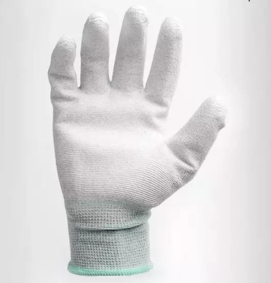 Carbon Fiber PU Coated Finger ESD Anti Static Top Fit Gloves Untuk Bangunan PC