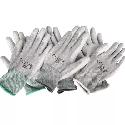 Carbon Fiber PU Coated Finger ESD Anti Static Top Fit Gloves Untuk Bangunan PC