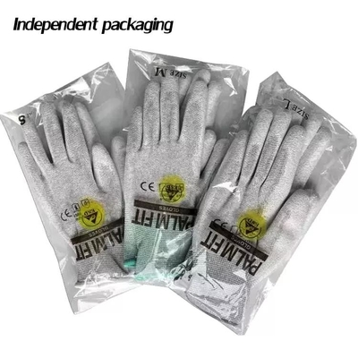 Sarung Tangan ESD Anti Statis Lint Gratis ESD PU Dilapisi Palm Fit Sarung Tangan Serat Karbon Sarung Tangan Kerja Keselamatan Antistatik