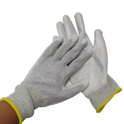 13 Gauge Rajutan Berjajar Sarung Tangan Dilapisi Pu ESD Antistatic Carbon Fiber Finger Pria Sarung Tangan Konstruksi