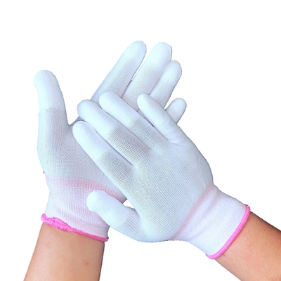 Safety Inspection Cotton ESD White Grey Hand Antistatic Gloves Untuk Elektronik