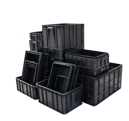 Baki Elektronik Antistatik Lipat ESD Bin Box Plastik Hitam Dengan Pembagi