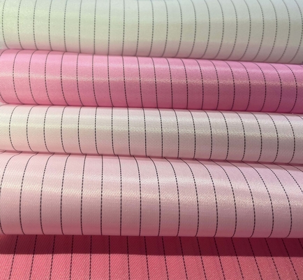 5mm/4mm Grid/Strip ESD Polyester/Cotton Kain Konduktif Elektrik Dengan Peluruhan Statis 0,1 detik