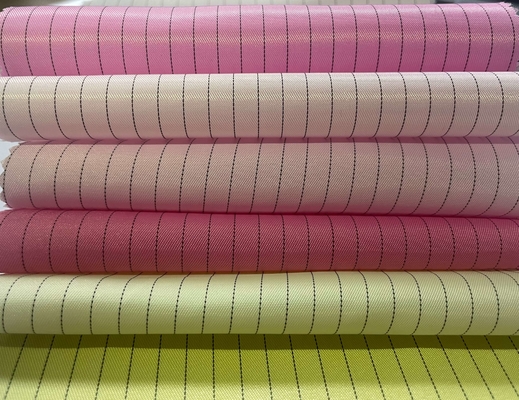 5mm/4mm Grid/Strip ESD Polyester/Cotton Kain Konduktif Elektrik Dengan Peluruhan Statis 0,1 detik