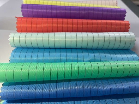 100% Polyester Antistatic Conductive Fabrics Stripe Anti-Static Esd Poly Twill Grid Fabrics Untuk Seragam
