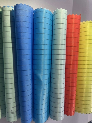 110gsm 5mm Stripe Design Anti Static ESD Antistatic Woven Fabric Untuk Pembuatan Pakaian Industri