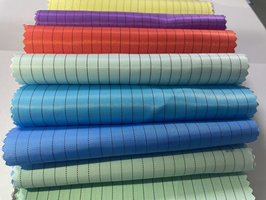 110gsm 5mm Stripe Design Anti Static ESD Antistatic Woven Fabric Untuk Pembuatan Pakaian Industri