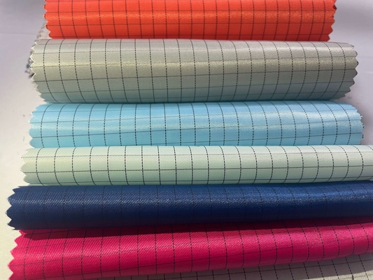 5mm ESD Grid Polyester Antistatic Anti Static Cleanroom Kain Konduktif Kain Pakaian Bebas Debu