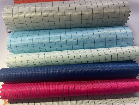 5mm Grid Orange Pink Polyester Anti - Static ESD Woven Fabric Untuk Pakaian Antistatis