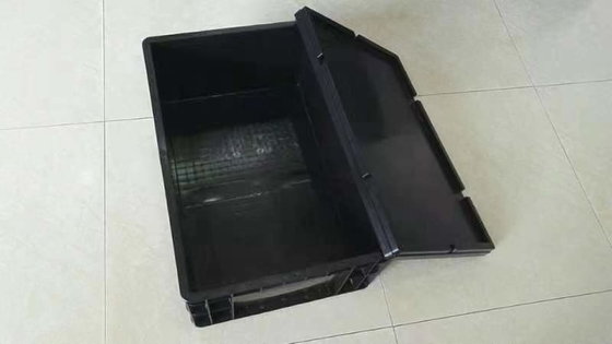 Baki Tempat Sampah ESD Ruang Bersih Konduktif Anti-Statis Dengan Pembagi Wadah Antistatis Hitam Kotak Plastik ESD Dengan Penutup