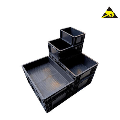 Tempat Sampah Aman Esd Hitam Kecil Baki Bagian Ic Konduktif Kotak Alat Memori Anti Statis Kontainer Kotak Esd Eurostat Dengan Penutup