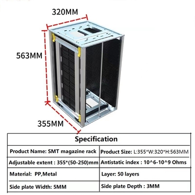 Rak Penyimpanan PCB SMT ESD Plastik Logam Lipat Rak Majalah Konduktif