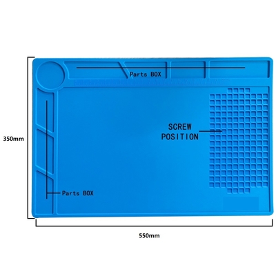 Non Toxic Blue ESD Rubber Mat Silicone Rubber Phone Mat dengan bagian magnet