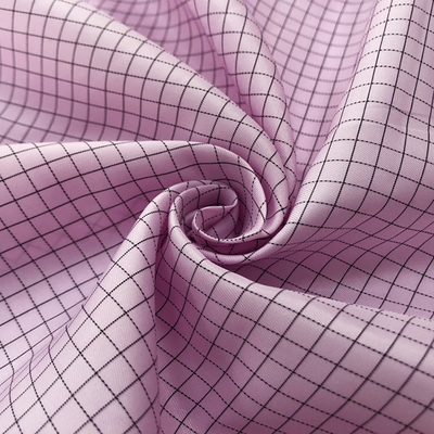 Polyester 5mm Grid Anti Static ESD Fabrics Taffeta Stripe Untuk ESD Garment