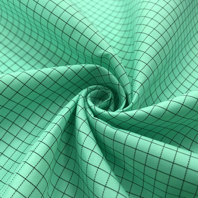 Polyester 5mm Grid Anti Static ESD Fabrics Taffeta Stripe Untuk ESD Garment