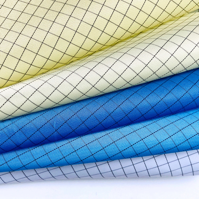 Polyester 5mm Grid Anti Static ESD Fabrics Taffeta Stripe Untuk ESD Garment
