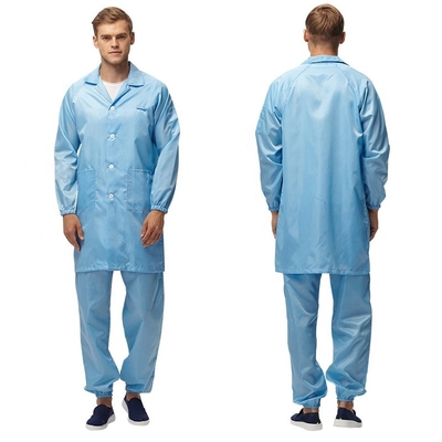 Setelan Kerja ESD Anti Statis 98% Polyester 2% Carbon Clean Room Pakaian