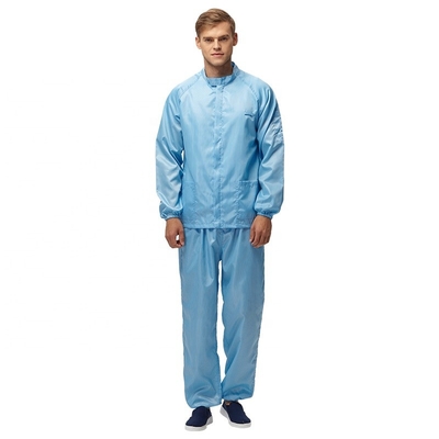 Setelan Kerja ESD Anti Statis 98% Polyester 2% Carbon Clean Room Pakaian