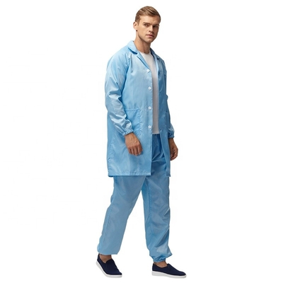 Setelan Kerja ESD Anti Statis 98% Polyester 2% Carbon Clean Room Pakaian