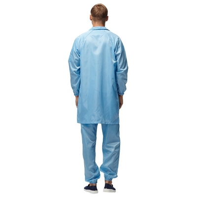 Setelan Kerja ESD Anti Statis 98% Polyester 2% Carbon Clean Room Pakaian