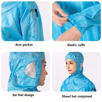 ESD Clean Room Clothing Worker Suit Anti Static Coverall 100D * 100D