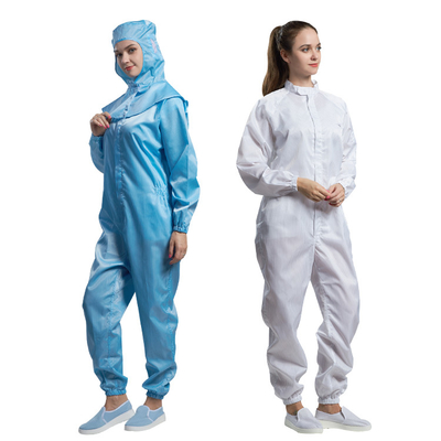 Pakaian Anti Statis ESD 5MM Strip 2.5mm Grip Clean Room Coveralls