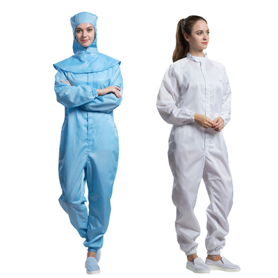 Kaos Lengan Panjang Anti Statis ESD 2.5mm Cleanroom Celana Kerja Berkerudung