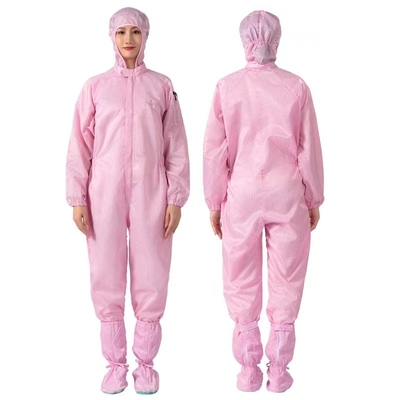 Serat Konduktif Anti Statis Keseluruhan ESD Unisex Mantel Cleanroom Suit