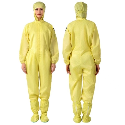Serat Konduktif Anti Statis Keseluruhan ESD Unisex Mantel Cleanroom Suit