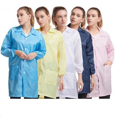 165*80 ESD Pakaian Anti Statis Membersihkan Kamar Mantel Baju 100D * 100D