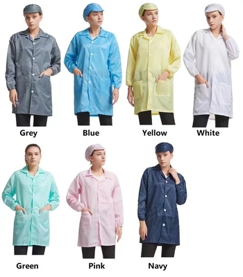 165*80 ESD Pakaian Anti Statis Membersihkan Kamar Mantel Baju 100D * 100D