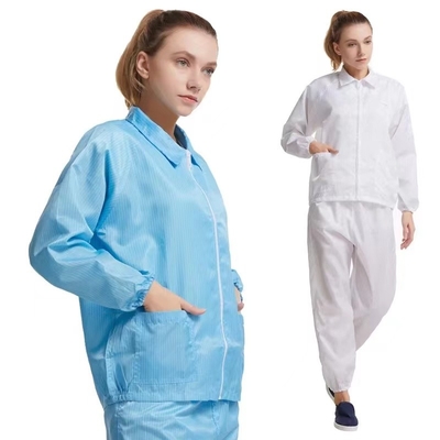 Clean Room Anti Static ESD Smock Gown Kustom Tahan Air Dengan Lengan Panjang