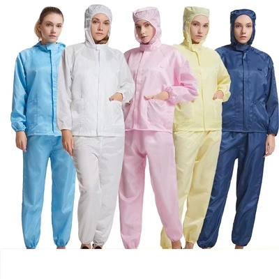 Clean Room Anti Static ESD Smock Gown Kustom Tahan Air Dengan Lengan Panjang