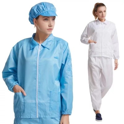 Clean Room Anti Static ESD Smock Gown Kustom Tahan Air Dengan Lengan Panjang