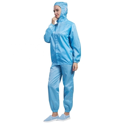 Lokakarya Tahan Debu ESD Pakaian Anti Statis Ritsleting Seragam Untuk Cleanroom