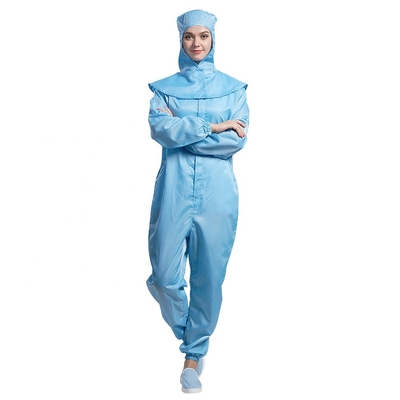 Pakaian Anti Statis Bernapas ESD Tahan Debu Unisex Jumpsuit Dengan Ritsleting