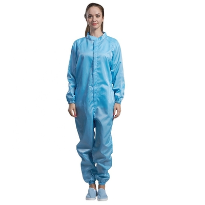 Pakaian Anti Statis Bernapas ESD Tahan Debu Unisex Jumpsuit Dengan Ritsleting