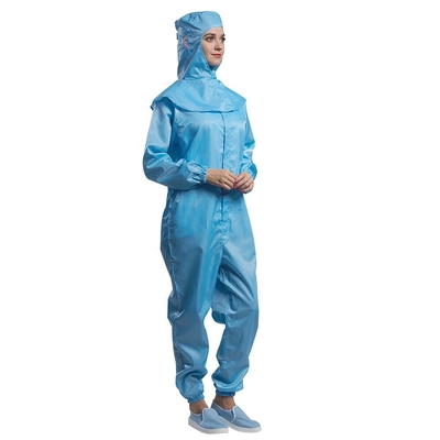 Pakaian Anti Statis Bernapas ESD Tahan Debu Unisex Jumpsuit Dengan Ritsleting