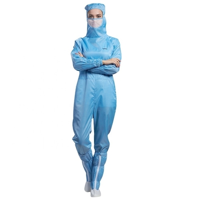 ESD Hooded Anti Static Jumpsuit Kain Kamar Bebas Asam Debu Bersih