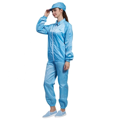 5mm Grid Anti Static Garments Polyester Cotton Clean Room Smock