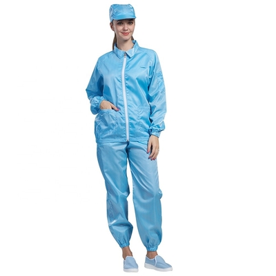5mm Grid Anti Static Garments Polyester Cotton Clean Room Smock
