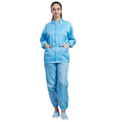 Clean Room OEM ESD Pakaian Anti Statis Tahan Debu Wanita Tahan Api