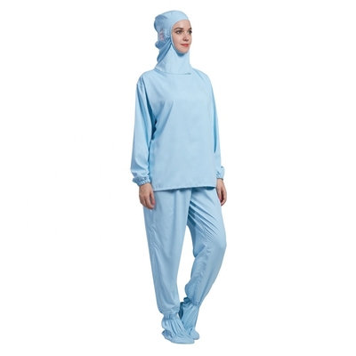 Cleanroom Hooded Anti Static Workwear Celana Kemeja Lengan Panjang