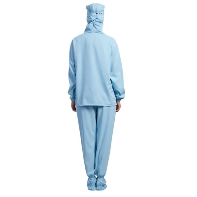 Cleanroom Hooded Anti Static Workwear Celana Kemeja Lengan Panjang