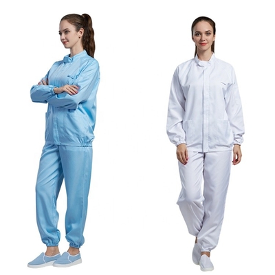 Berbagai Warna ESD Safe Smock Polyester Pakaian Kerja Antistatik