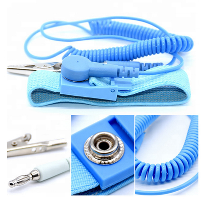 Blue 3meters Line PVC Fabric ESD Wrist Strap Bracelet Untuk Cleanroom