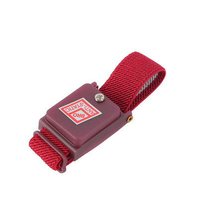 Electronic Grounding ESD Wired Antistatic Wrist Strap Kain Kabel Merah Polyester