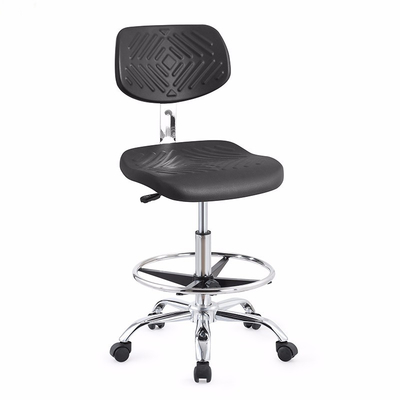 Black ESD Backrest Anti Static Lab Chair Bingkai Logam Dengan Kursi Plastik Keras
