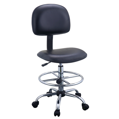 Black ESD Backrest Anti Static Lab Chair Bingkai Logam Dengan Kursi Plastik Keras